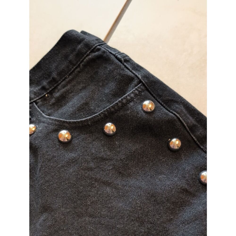 AiiRZ Studded Wide Leg Jeans Black Denim Barrel Pants Size 30 - Picture 9 of 13